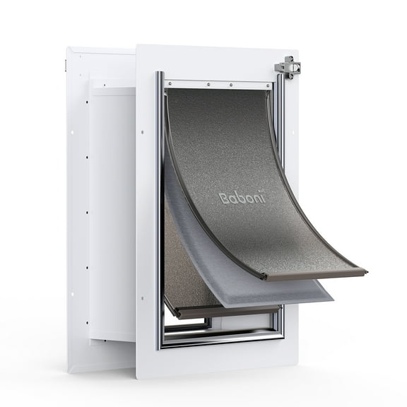 Baboni Pet Door for Wall, Steel Frame and Telescoping Tunnel Dog Door-Medium