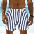 thumbnail image 4 of BVnarty Men's Striped Relaxed Fit Swim Trunks with Compression Liner Quick Dry Board Shorts Beach Shorts with Pockets Navy M, 4 of 7
