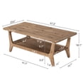 thumbnail image 3 of Finmind Solid Wood Coffee Table with Open Storage Shelf, 47-inch Farmhouse Rectangle Center Table for Living Room, Office, Rustic Brown, 3 of 8