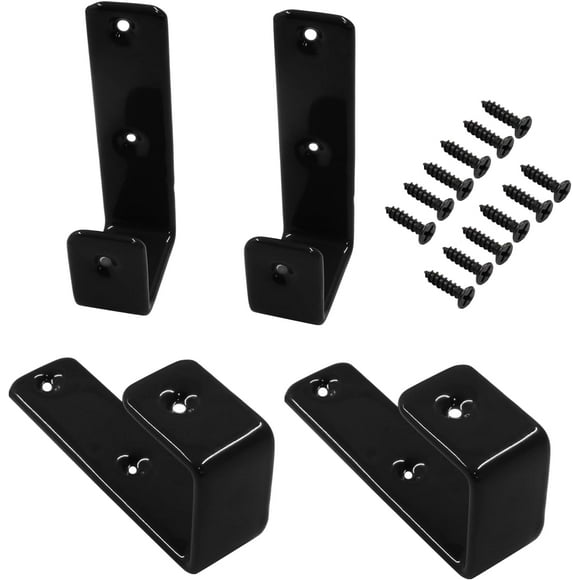 shiyou-4 Pcs Bunk Bed Ladder Brackets 25mm/1 Inch Metal PVC Coated Utility Hooks Bed Ladder Hooks Hardware with Screws for Library Loft Bed Stairs(Black)
