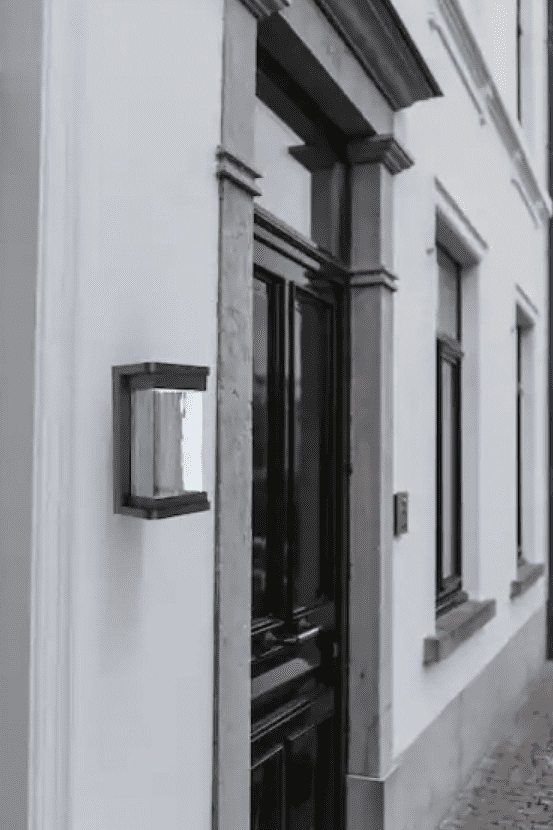 1-Light Black Integrated LED Outdoor Wall Lantern Sconce