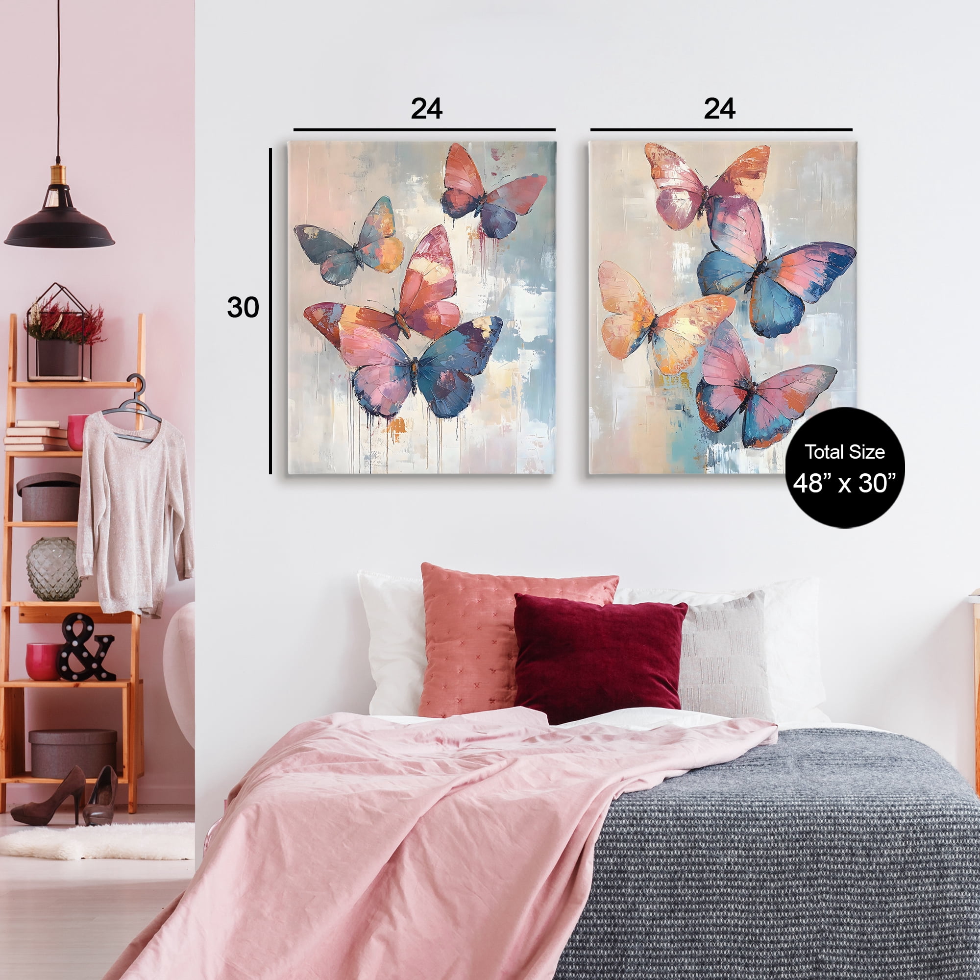 Stupell Industries Butterfly Beauties in Flight 2 Piece Canvas Wall Art Set, design by Creative Studio