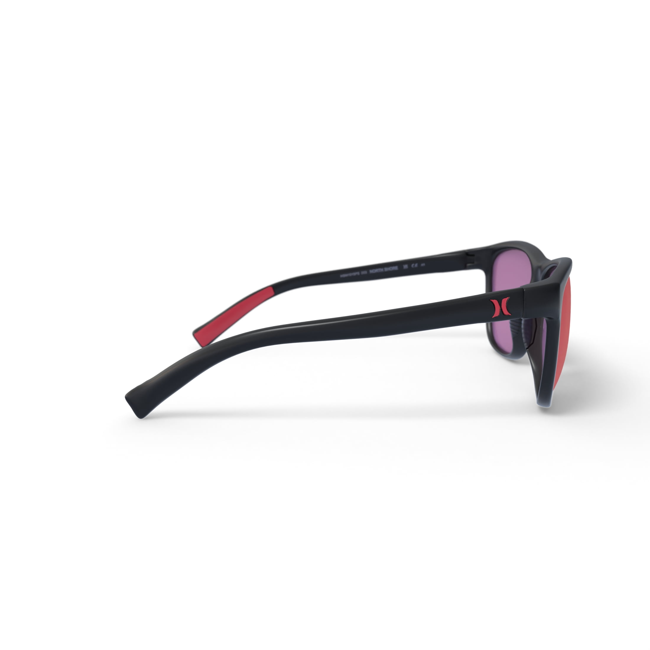 Hurley North Shore - HSM1015PS_003, square sunglass, black/red frame & red revo polarized lens + ar coating