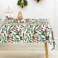 thumbnail image 3 of Christmas Tablecloth Rectangle Holly Berry with Leaves Fabric Table Cloth Xmas Washable Table Cover for Picnic Dining Table Decor, 60 x 102 Inch, 3 of 7