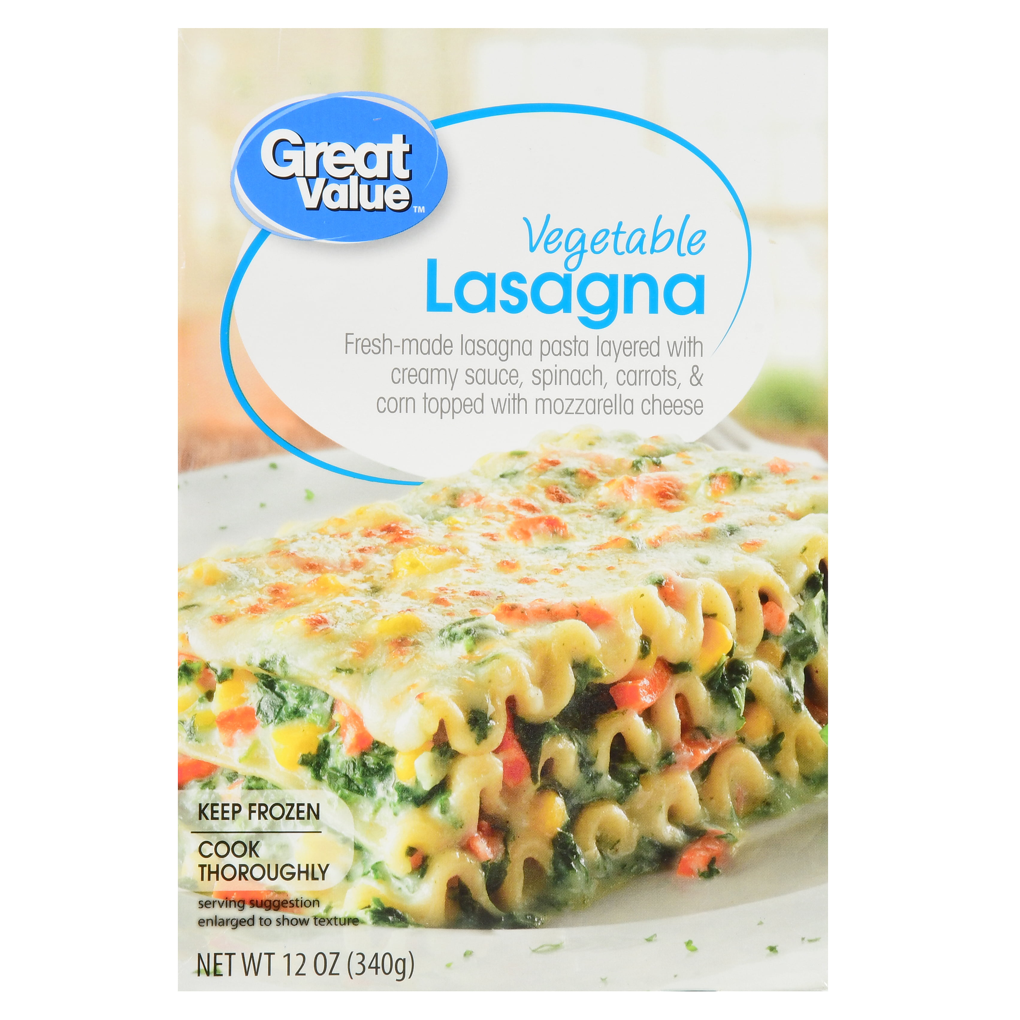 Great Value Vegetable Lasagna 12 Oz Walmart Com