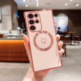 thumbnail image 2 of SaniMore Case for Samsung Galaxy S22 Ultra 6.8" 2022, Plaitng Bumper Stylish Love Heart Ultra-slim Lightweight Magnetic Shell [Wireless Charging] Lens All-inclusive Full Protective Cover, Pink, 2 of 3