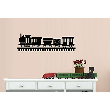 Decal ~ TRAIN #44 (add TRACKS option) Wall or Window Decal (BLACK (Best Track Lighting Options)
