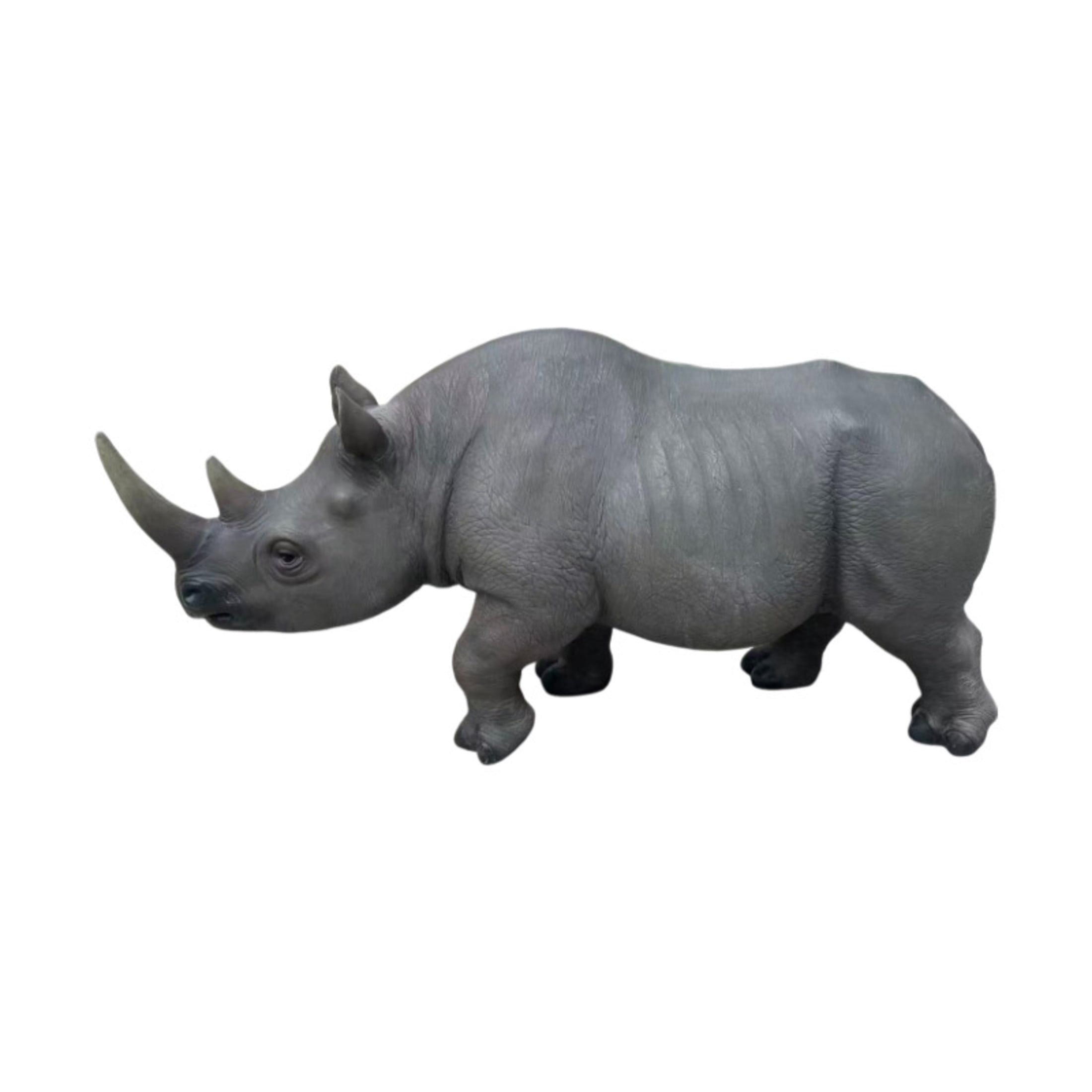GDF Studio Rhinoceros Resin Indoor/Outdoor Guardian Statue, Weather-Resistant Decor Figurine for Garden & Courtyard