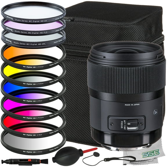 Ultimaxx Essential Sigma 35mm f/1.4 DG HSM Art Lens Bundle (F Mount) - Includes: 3PC Protective Filter Kit, 6PC Gradual Color Filter Kit & More (18pc Bundle)