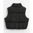 thumbnail image 4 of PUWEI Women's Cropped Puffer Vest Zip-up Stand Collar Padded Gilet Sleeveless Outwear with Pockets, 4 of 7