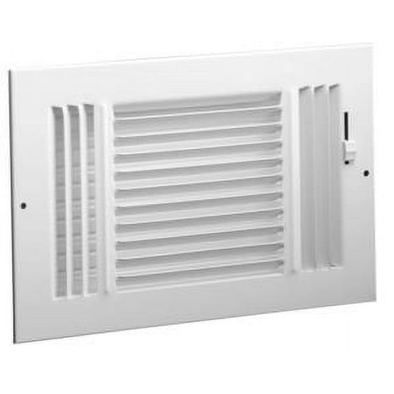 Hart & Cooley 683 12x4 W HVAC Register, 12" W x 4" H, Three-Way Steel for Sidewall/Ceiling - White (043869)