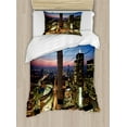 thumbnail image 1 of Polish Duvet Cover Set Twin Size, Warsaw City Center During Sunset Evening Time Busy Rush Hour Buildings Urban, Decorative 2 Piece Bedding Set with 1 Pillow Sham, Multicolor, by Ambesonne, 1 of 3