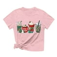 thumbnail image 2 of dmqupv Women Shirt Adult Female Clothes Women Womens Christmas Graphic Shirt Coffee Mug Short Sleeve T Shirt Top Fun Christmas T Shirt Top Womens Tee (Pink, L), 2 of 4