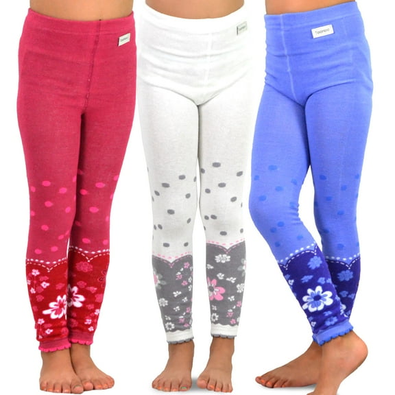 TeeHee Little Kids Girls Fashion Cotton Leggings (Footless Tights) 3 Pair Pack