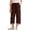 Brown-b, variant on Capri Pants for Women Cotton Linen Casual Summer 2026 Elastic High Waist Wide Leg Loose Drawstring Cropped Trousers