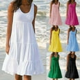thumbnail image 6 of yoeyez Beach Dresses For Women Summer Plus Size Tshirt Dress Sleeveless Smocked Flowy Sundresses Casual Comfy Swing Dress Vestidos Elegantes de Mujer, 6 of 7