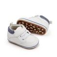 thumbnail image 5 of Quealent Baby Boys Girls High Top Ankle PU Leather Sneakers Soft Rubber Sole Moccasins Oxford Loafers Anti-Slip Toddler Wedding Uniform Dress Shoes White for Size 13=3, 5 of 7