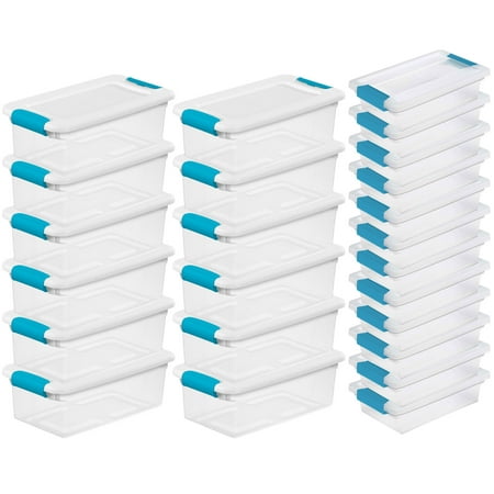Sterilite 6 Qt Stackable Storage Box Container & Small File Clip Box (12