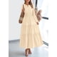 thumbnail image 3 of Vestido PRETTYGARDEN 2025 Maxi Cuello en V Manga Larga Beige M, 3 of 7