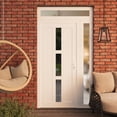 thumbnail image 2 of Front Exterior Prehung Metal-Plastic Door Frosted Glass | Manux 8112 White Silk | Side and Top Sidelite Transom | Office Commercial and Residential Doors Patio Garage 48x94 (W36+12x80+14) Left-hand, 2 of 5