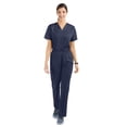 thumbnail image 3 of Strictly Scrubs Women’s Scrub Set – Includes V-Neck Top and Elastic Pant (2X-Large Petite, Navy), 3 of 7