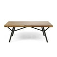 thumbnail image 2 of Benjara Patio Coffee Table- Slatted Top- Brown Iron- 50" Teak Brown Acacia, 2 of 5