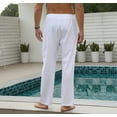 thumbnail image 6 of BUYJYA Men's Drawstring Linen Pants Casual Yoga Wedding Beach Loose Fit Straight With Pockets,Size S-3XL, 6 of 6