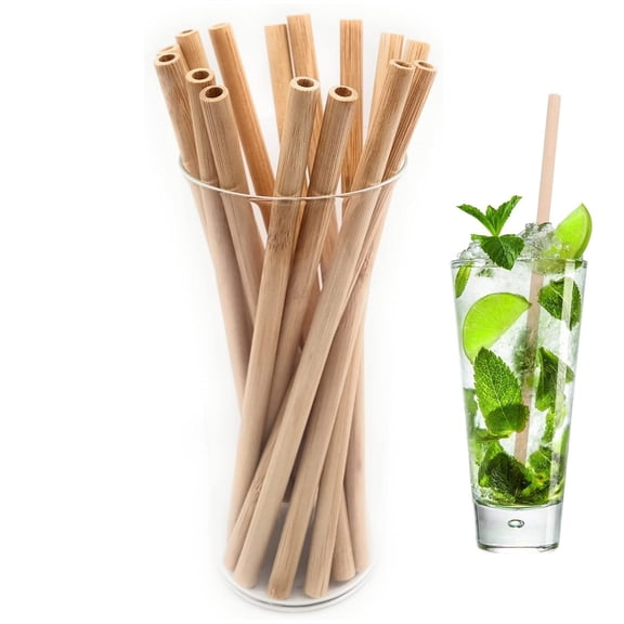 7.8Inch Drinking Straws,Reusable Bamboo Straws,Natural Wooden Straws,Eco Friendly Straw,Washable Straight Drinking Straws,for Home Party Bar Restaurant (20 Pack)