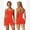 Red, variant on IDOPIP Workout Sets for Women 2 Piece Seamless Impact Longline Strappy Halter Sports Bra Tank Top Scrunch Butt High Waist Biker Shorts Gym Set Yoga Outfit