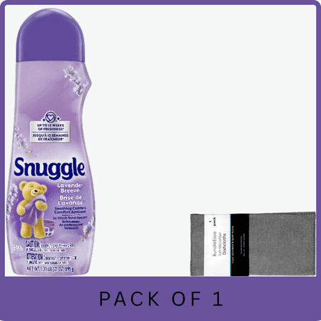 Snuggle In-Wash Scent Booster Lavender & Vanilla Orchid 21 oz with Microfiber Solid Color Towel by BundleEase
