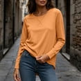 thumbnail image 4 of yillto Tshirts for Womens Long Sleeve Basic Shirts Sofy Stretchy Crew Neck Solid Color Loose Tees, 4 of 7