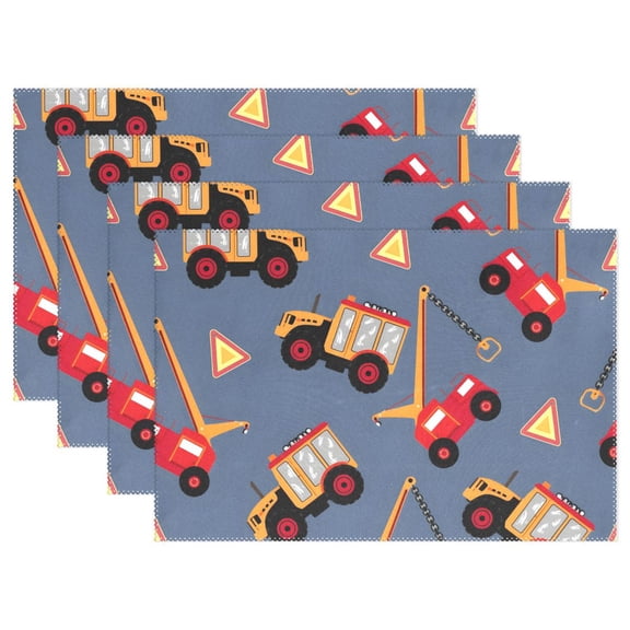 Ryvnso Placemats Set of 4 Truck Cartoon Dining Mats Heat-Resistant Non-Slip Washable Table Mat