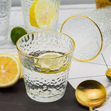 

Popvcly Ice Pattern Glass Cup Transparent Cappuccino Coffee Cups Refracted light Cocktail Wine Glass Refracted Light Mug Party Juice Tea Cups Home Drinkware