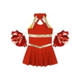 thumbnail image 4 of XUNZOO Costume de Cheerleader pour Filles Enfants Fête d'Halloween Lycée Robe de Cheerleading avec Pompon Rouge 16, 4 of 7