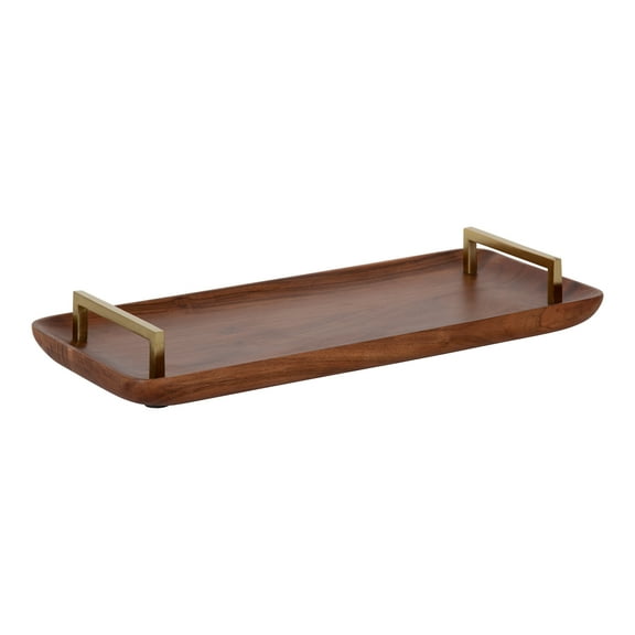 Kate and Laurel Cantwell Wood Decorative Tray, Walnut Brown 18x8