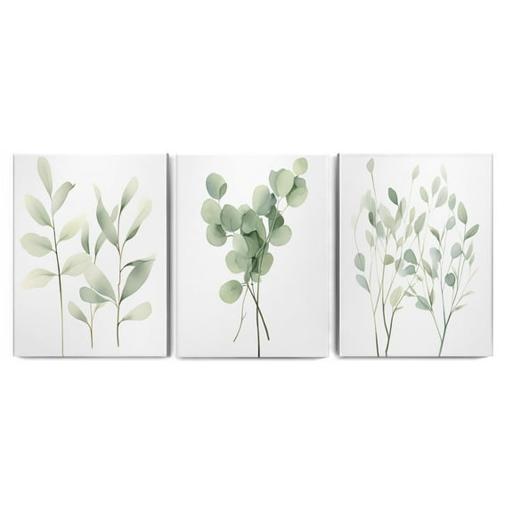Botanical Boho UNFRAMED Sage Green Plants Wall Art Modern Bathroom Decor for Office Bedroom Kitchen Dining Room 12x16 Inch 3PCS
