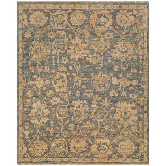 Hauteloom Amazu Wool Living Room, Bedroom Area Rug - Traditional - Charcoal, Gray, Tan - 2' x 3'