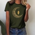 thumbnail image 2 of Penkiiy Happy Ramadan Tops Blouse for Women Women's Funny Printed Pattern Casual Fashion Soild Color Short Sleeve Tops Blouse M Army Green, 2 of 6