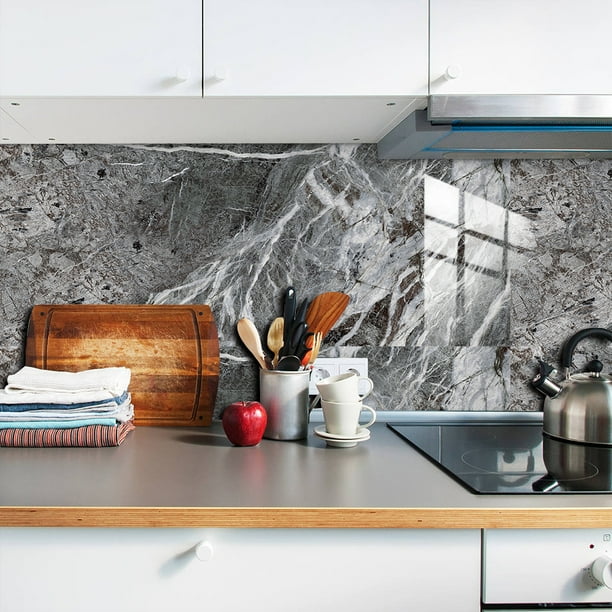 CUH 10pcs Waterproof Backsplash Tiles Peel And Stick Removable Bathroom