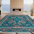 thumbnail image 2 of Design&I 9'x12' Washable Area Rug Snag-Free Coral Reef Nautical Border Motifs Marine Ocean Fish Turtle Mosaic Playful for Dining Room, Basement, Large Office, 2 of 7