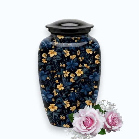 Vintage Floral Paradise Cremation Urn for Human Ashes - Large Ceramic Memorial Urns with Secure Lid - Decorative Funeral Earns for Adult Remains 200 Cubic Inches Capacity