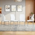 thumbnail image 5 of LUFTUT Modern Dining Chairs Set of 4, White PU Leather Upholstered Kitchen Side Chairs, Ergonomic High-Back Design with Sleek Silver Metal Legs, 5 of 7