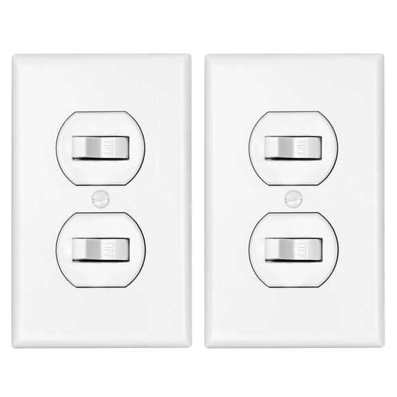 Toggle Light Switch and Electrical Outlet Wall Plate Kit Residential Grade White Made in USA Available in Standard & Oversized Sizes 2, Standard Size