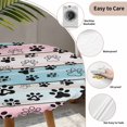 thumbnail image 3 of Blue Pink Dog Paws Prints Round Tablecloth for 55-60 Inch Tables, Fitted Table Cover with Elastic Edge, Farmhouse Beige Wood Waterproof Outdoor Table Cloth Protector for Patio Garden Dinner Picnic, 3 of 9