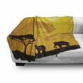 thumbnail image 3 of Safari Soft Flannel Fleece Throw Blanket, Wildlife AnimalsSun Beams Trees Print Art, Cozy Plush for Indoor and Outdoor Use, 70" x 90", Earth Yellow Dark Brown, by Ambesonne, 3 of 6
