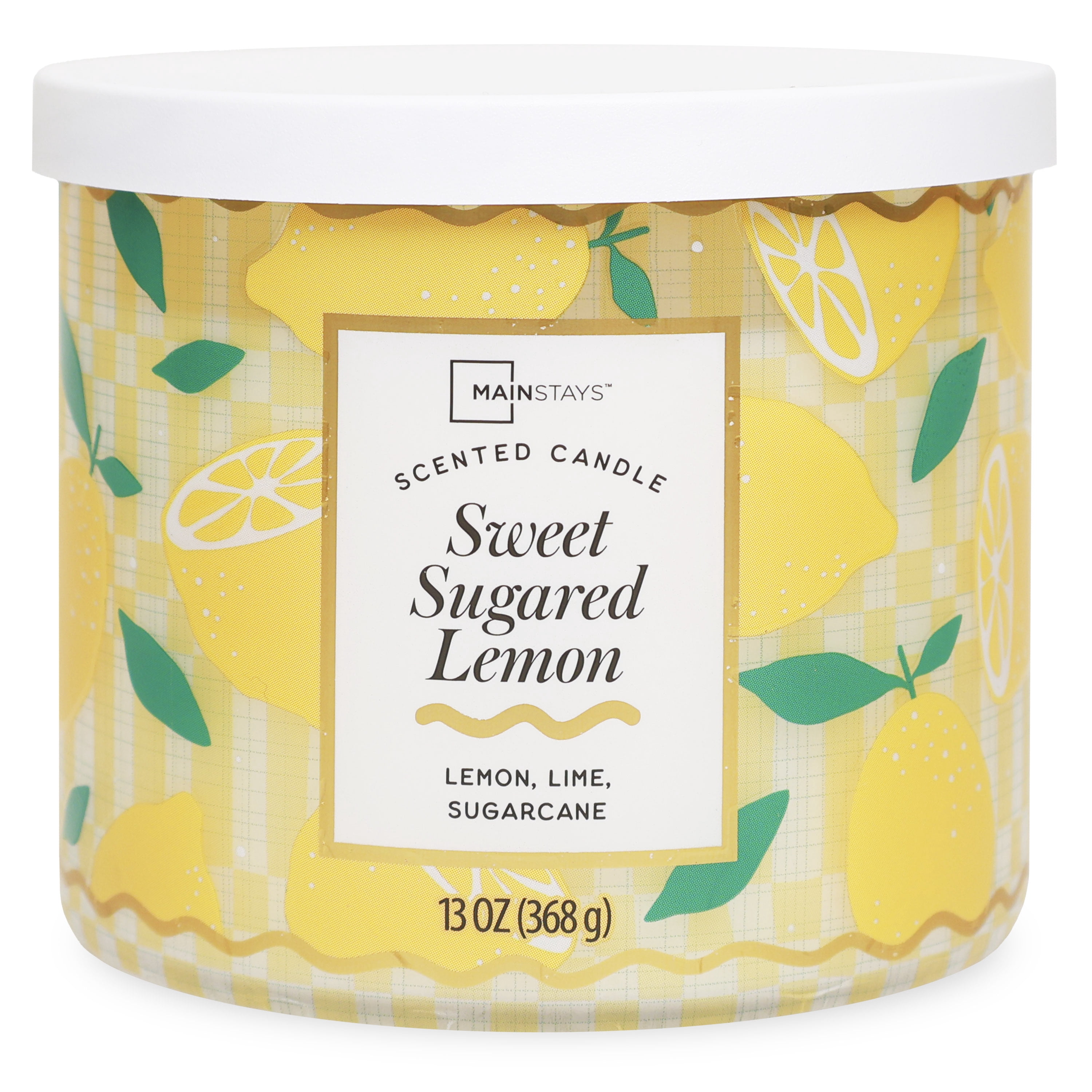 Mainstays Sweet Sugared Lemon 3-Wick Fragrance Candle with Decorative Wrap, 13 Ounce