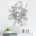 thumbnail image 1 of Octopus Tapestry, Dangerous Octopus on Helm of Sailing Ship with Tentacles Around Handles Print, Fabric Wall Hanging Decor for Bedroom Living Room Dorm, 5 Sizes, Black White, by Ambesonne, 1 of 1