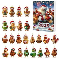 Advent Ornaments - Chicken Ornaments for Christmas Tree | 24 Days of Holiday Countdown Calendar Chicken Ornament| 2D Acrylic Chick Hangable Pendants for Kids Adults, Animal Charm fôr Christmas Tree