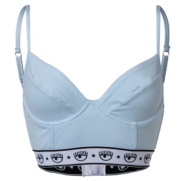 CHIARA FERRAGNI Sujetador de Mujer, Bralette - con Aros, cintura con Logotipo, Algodón elástico Azul claro XL (X-Large)