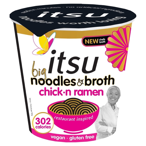 itsu BIG Chickn Ramen Noodles & Broth Pot 93g, Imported from Britain